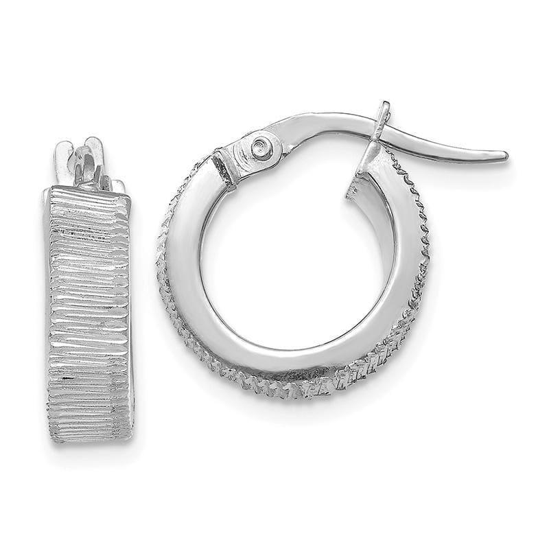 Leslies 14k White Gold Textured Hoop Earrings - Seattle Gold Grillz