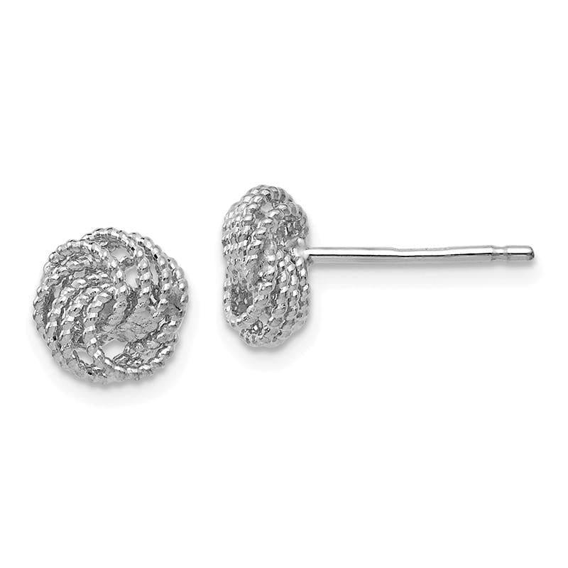 Leslies 14k White Gold Textured Love Knot Post Earrings - Seattle Gold Grillz