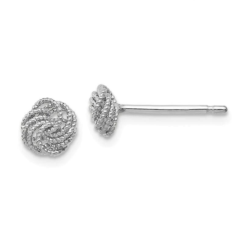 Leslies 14k White Gold Textured Love Knot Post Earrings - Seattle Gold Grillz
