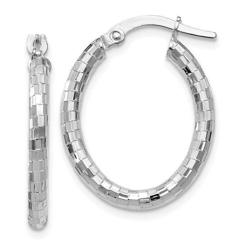 Leslies 14k White Gold Textured Oval Hoop Earrings - Seattle Gold Grillz