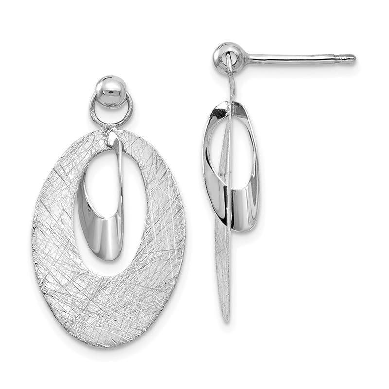 Leslies 14k White Polish & Scratch Finish Oval Reversible Post Earrings - Seattle Gold Grillz