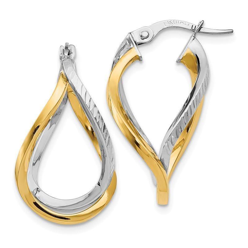 Leslies 14k White with Yellow Rhodium Polished & D-C Twisted Hoop Earrings - Seattle Gold Grillz