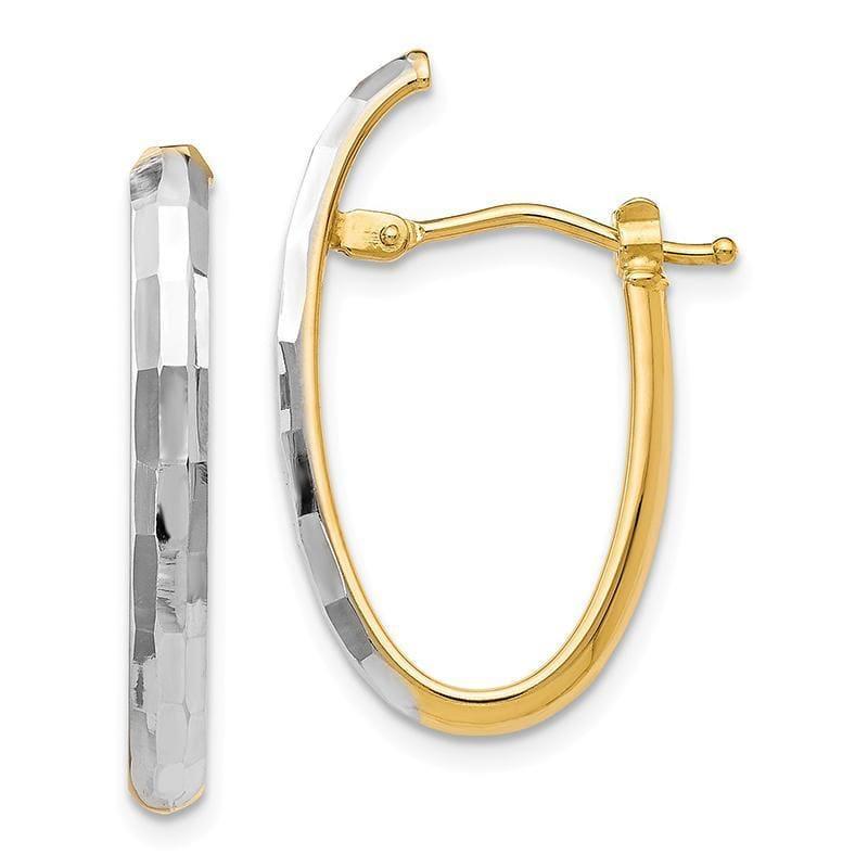 Leslies 14k with Rhodium D-C Hinged Hoop Earrings - Seattle Gold Grillz