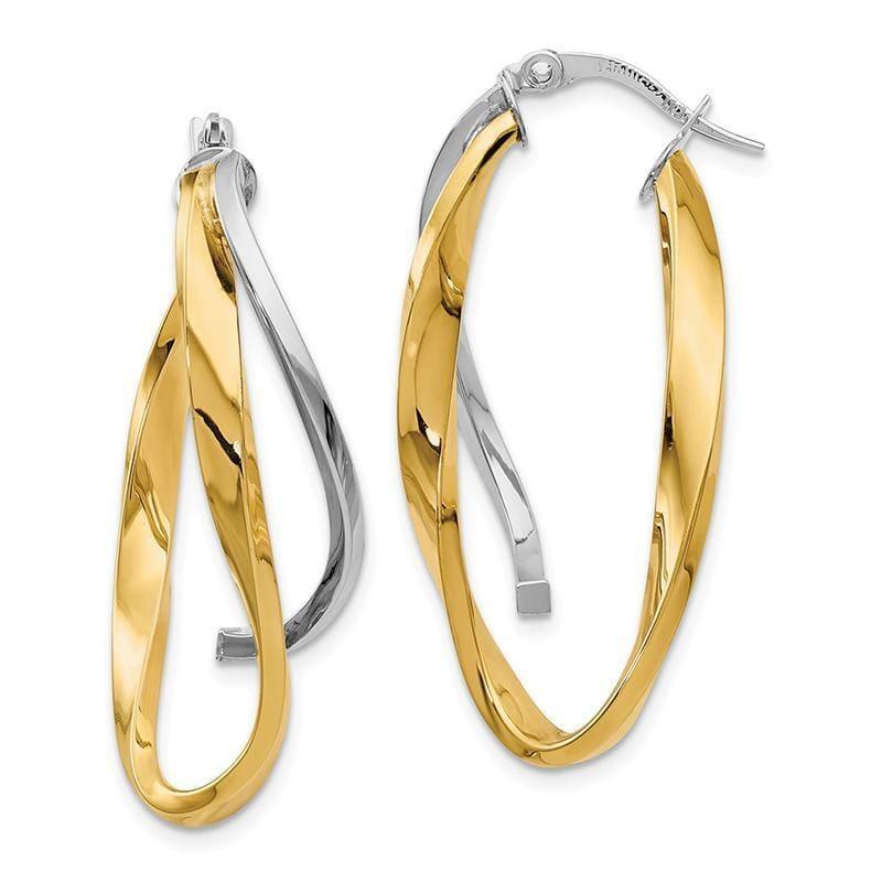 Leslies 14k with Rhodium Polished Large Twisted Hoop Earrings - Seattle Gold Grillz