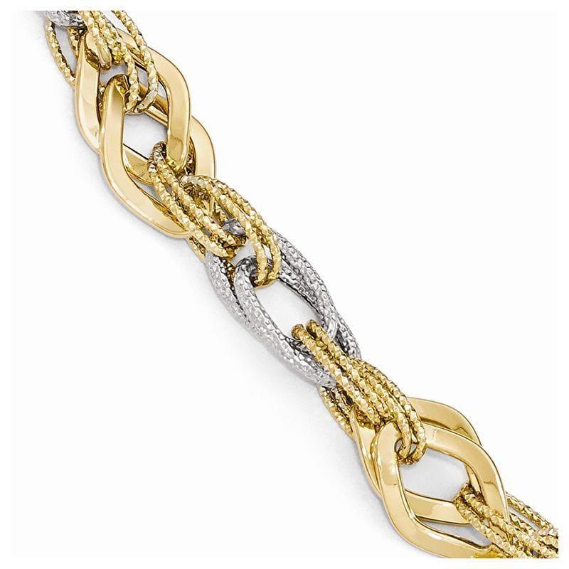 Leslies 14k Yellow and White Gold Polished D-C Bracelet - Seattle Gold Grillz