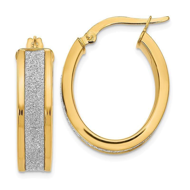 Leslies 14k Yellow Gold Fancy Glimmer Infused Oval Hoop Earrings - Seattle Gold Grillz