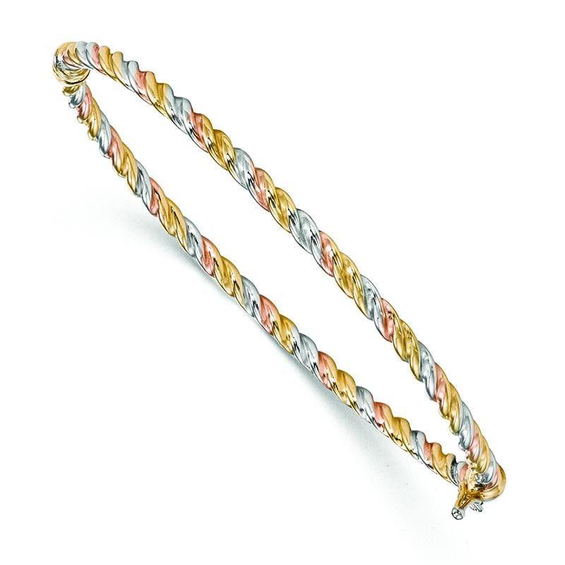 Leslies Tri-color Twisted Bangle - Seattle Gold Grillz