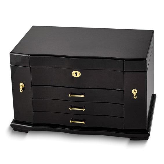 Luxury Giftware High Gloss Walnut Burl Veneer 3-drawer with Swing-out Sides Locking Wooden Jewelry Box - Seattle Gold Grillz