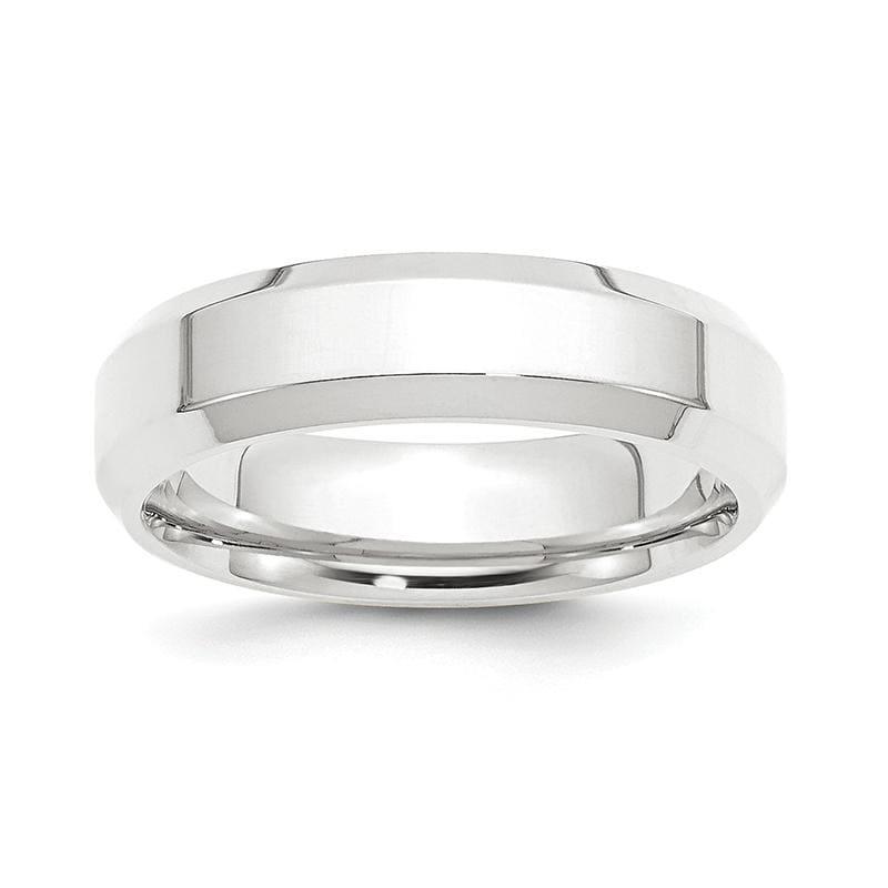 Platinum 6mm Polished Beveled Edge Size 11 Wedding Band - Seattle Gold Grillz