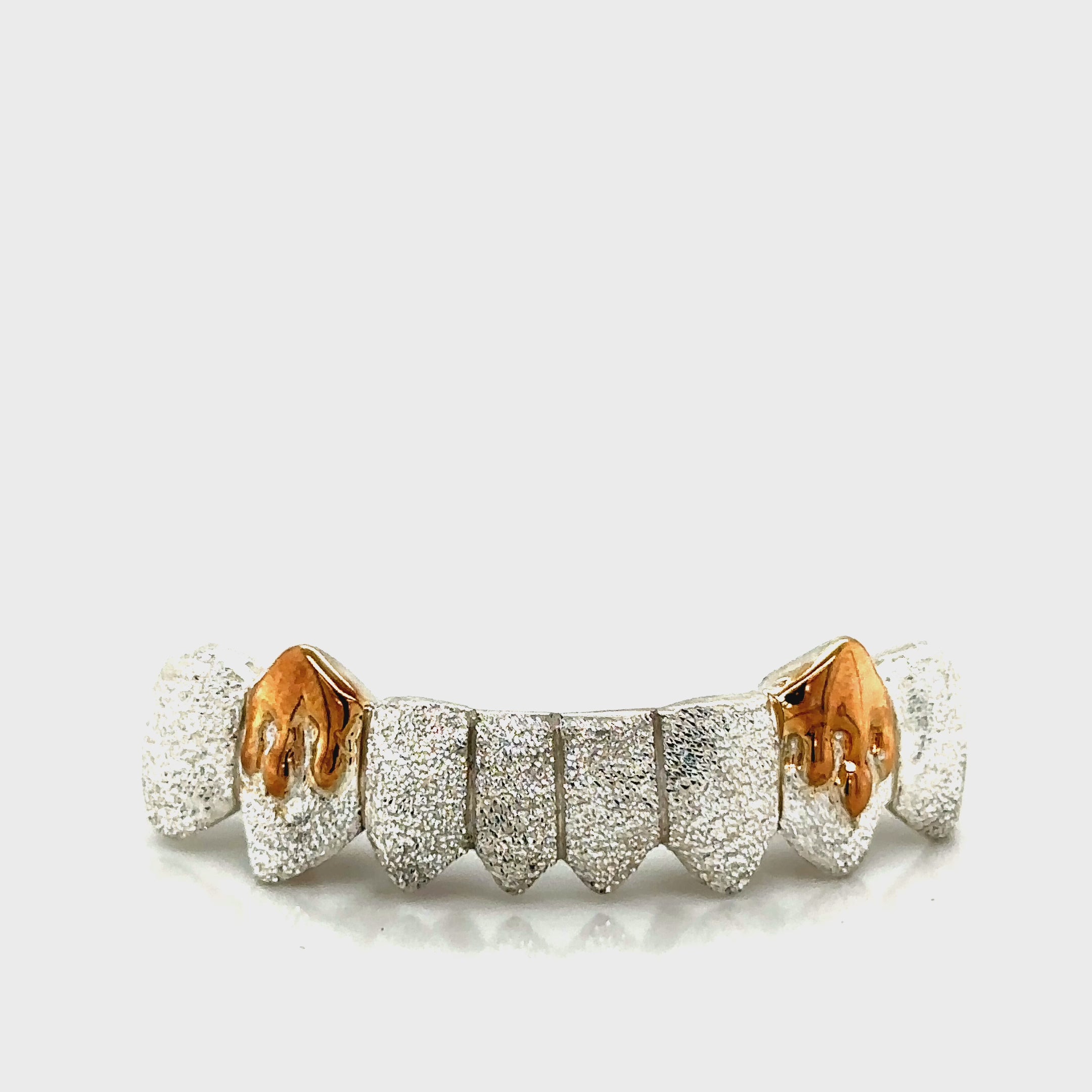 8pc Silver Diamond Dust Gold Drip Bottom Grillz