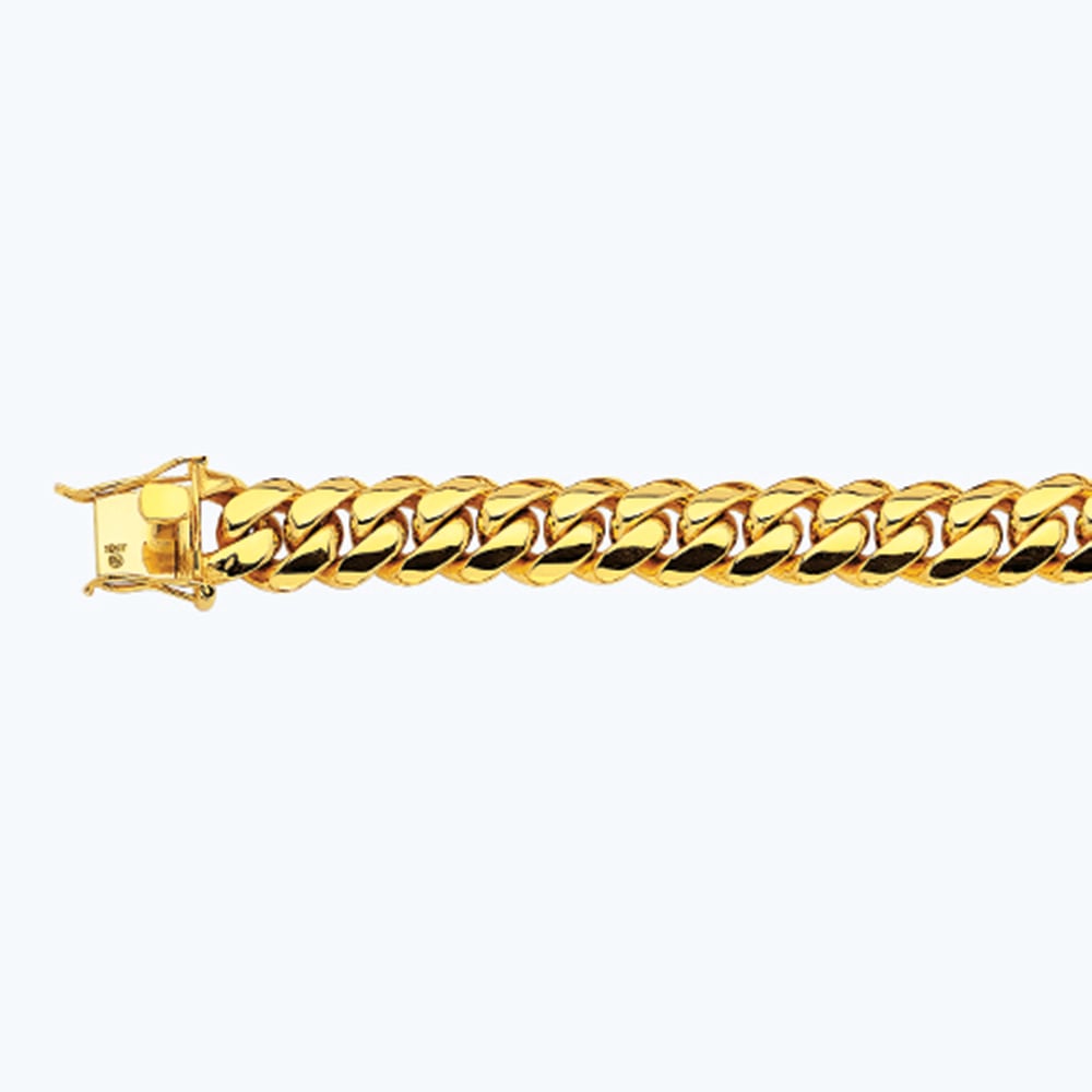 14mm yellow gold solid handmade Miami Cuban link chain