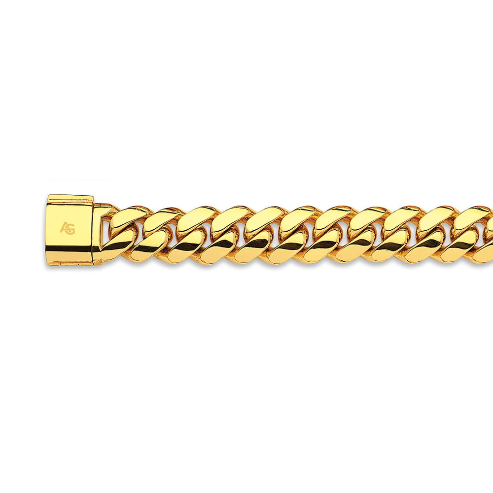 22mm yellow gold solid handmade Miami Cuban link chain