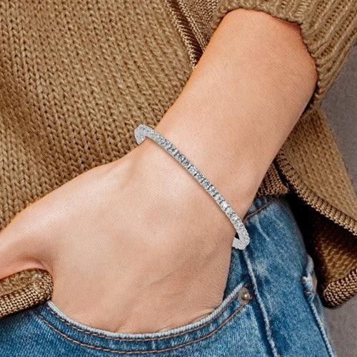 Silver Cubic Zirconia Tennis Bracelet - Seattle Gold Grillz