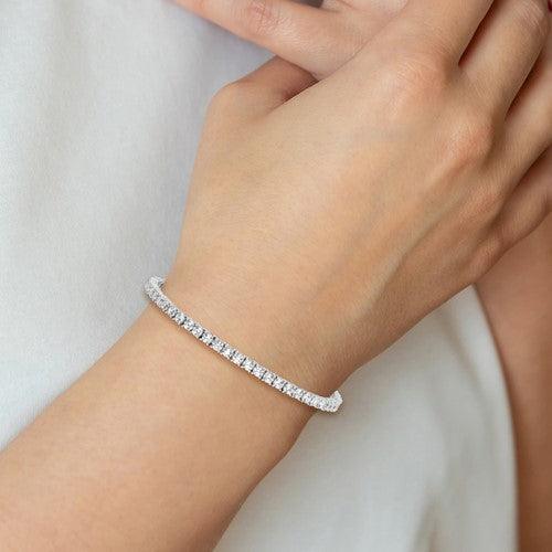 Silver Cubic Zirconia Tennis Bracelet - Seattle Gold Grillz