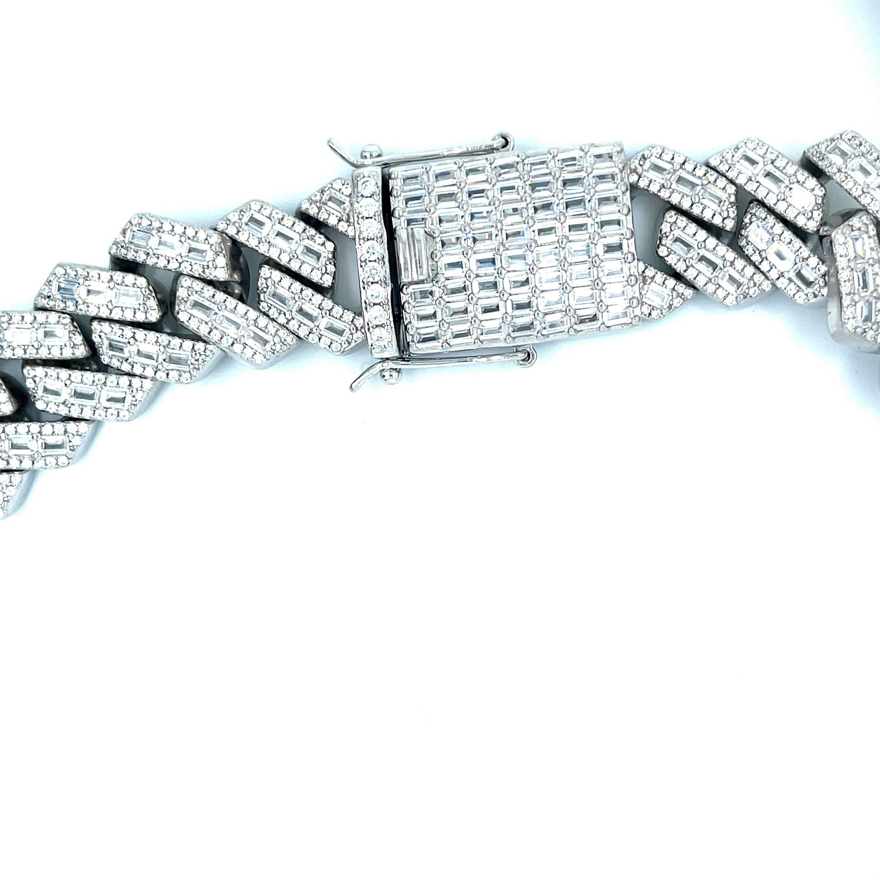 Silver Emerald Cut CZ Cuban Chain - Seattle Gold Grillz