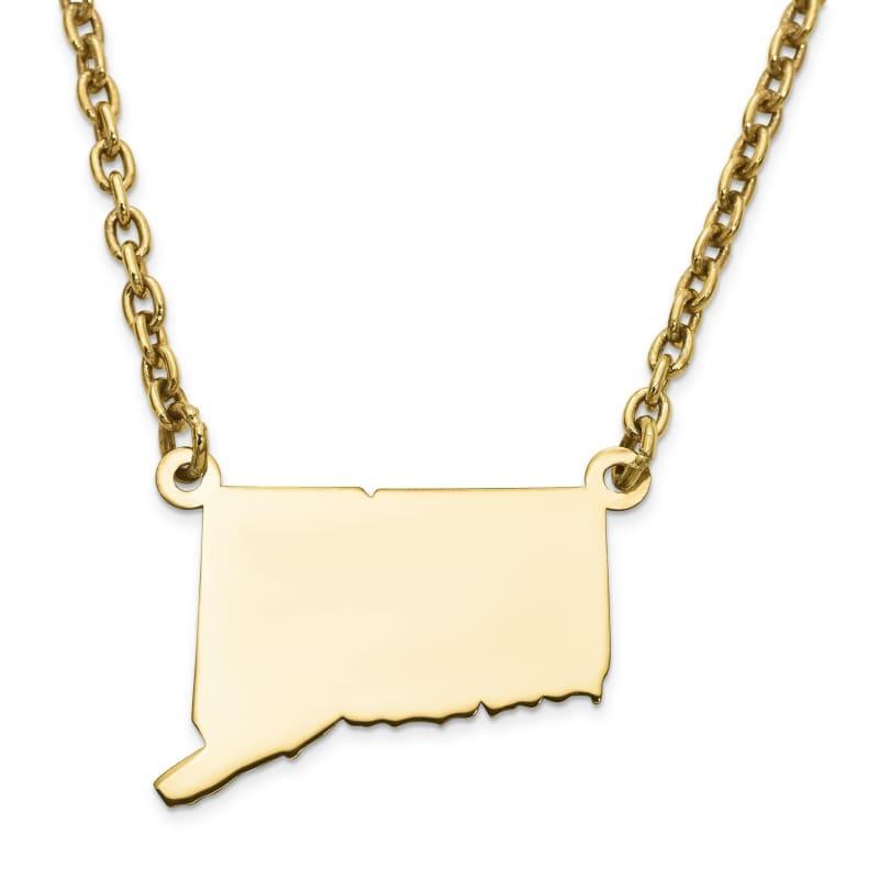 Silver Gold Plated CT State Pendant with chain - Seattle Gold Grillz