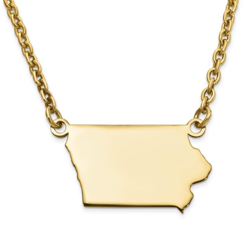 Silver Gold Plated IA State Pendant with chain - Seattle Gold Grillz