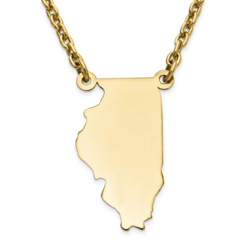 Silver Gold Plated IL State Pendant with chain - Seattle Gold Grillz