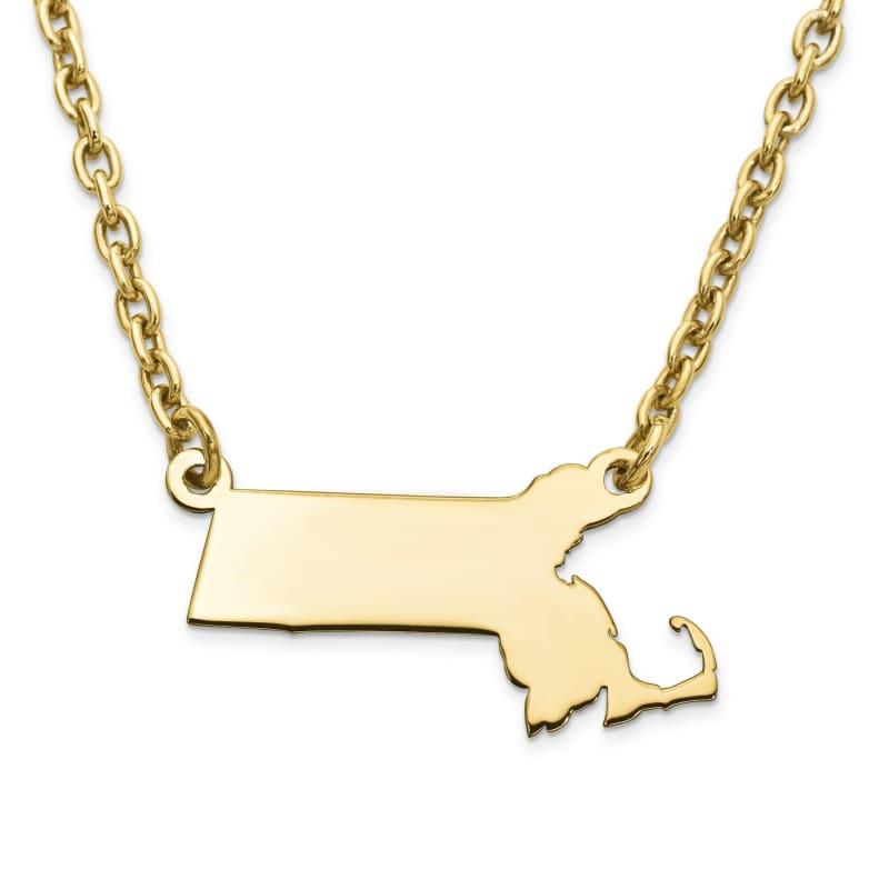Silver Gold Plated MA State Pendant with chain - Seattle Gold Grillz