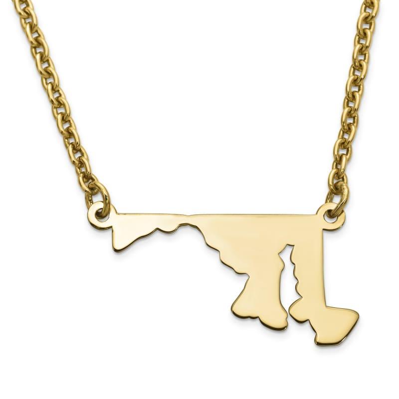 Silver Gold Plated MD State Pendant with chain - Seattle Gold Grillz