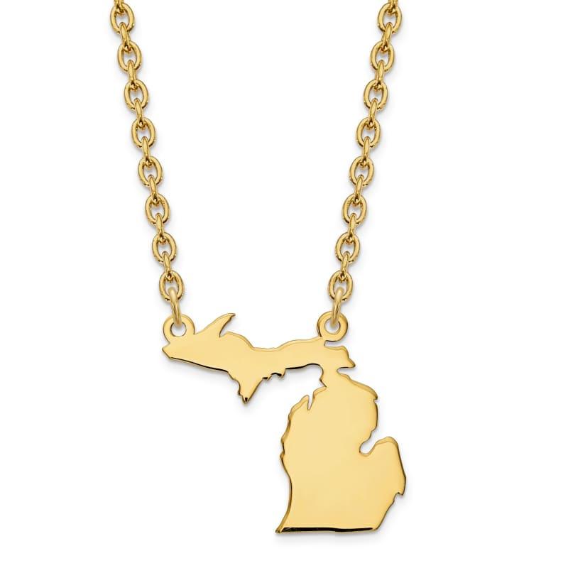 Silver Gold Plated MI State Pendant with chain - Seattle Gold Grillz