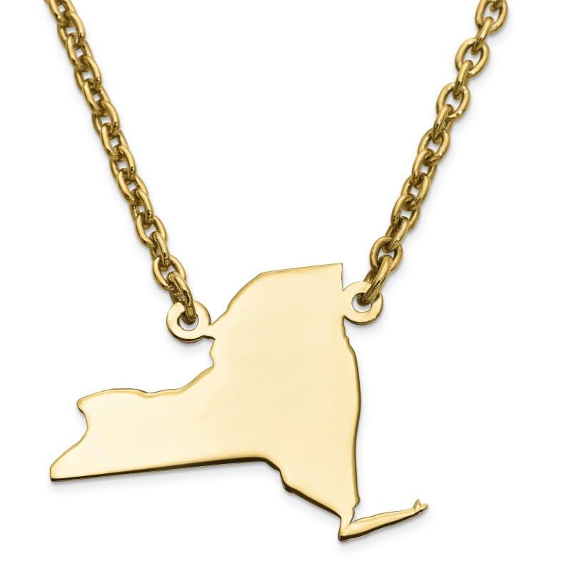 Silver Gold Plated NY State Pendant with chain - Seattle Gold Grillz
