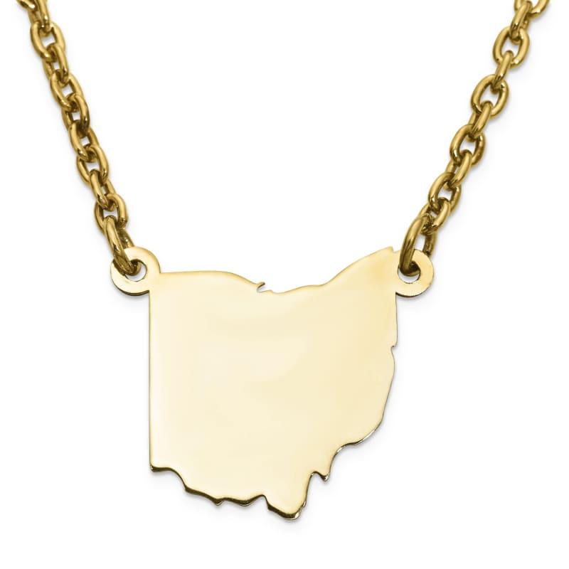 Silver Gold Plated OH State Pendant with chain - Seattle Gold Grillz