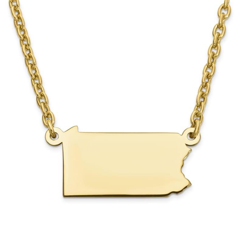 Silver Gold Plated PA State Pendant with chain - Seattle Gold Grillz
