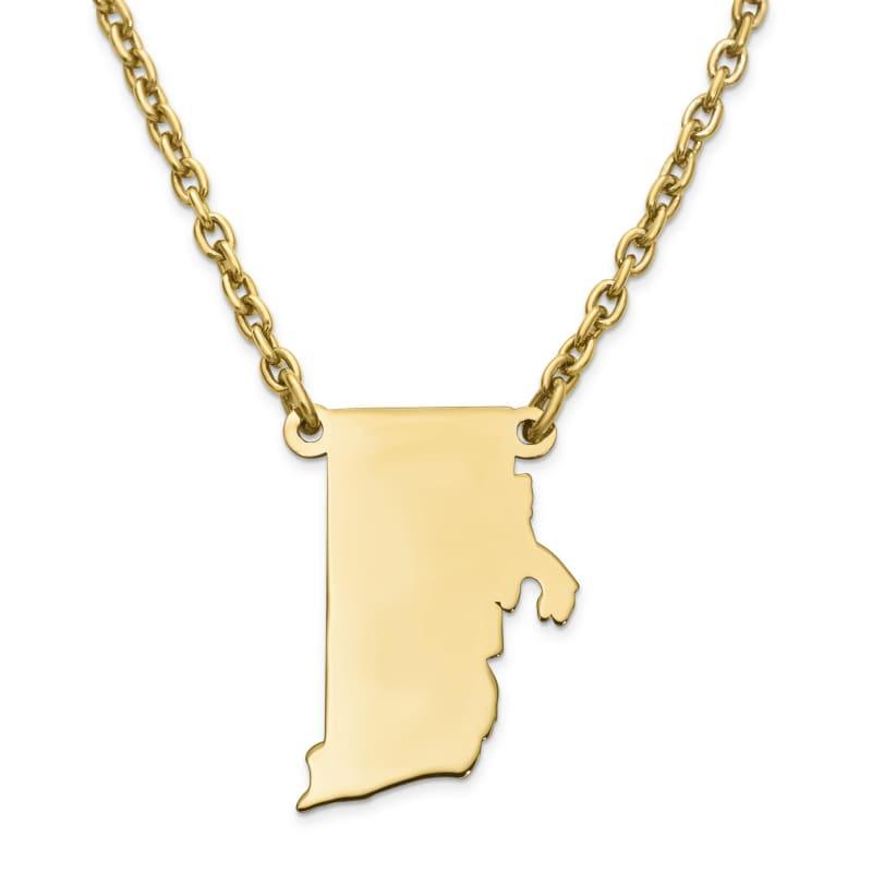 Silver Gold Plated RI State Pendant with chain - Seattle Gold Grillz