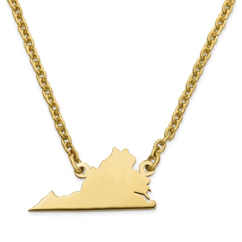 Silver Gold Plated VA State Pendant with chain - Seattle Gold Grillz