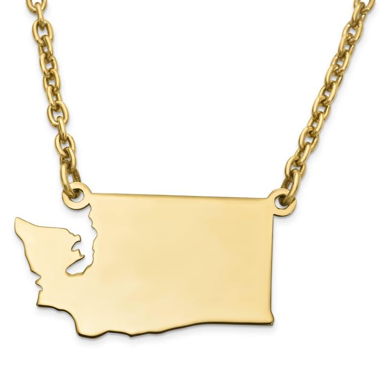 Silver Gold Plated WA State Pendant with chain - Seattle Gold Grillz