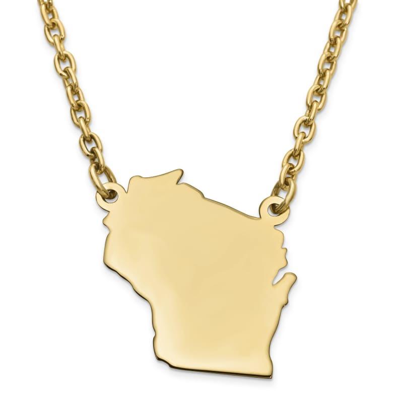 Silver Gold Plated WI State Pendant with chain - Seattle Gold Grillz