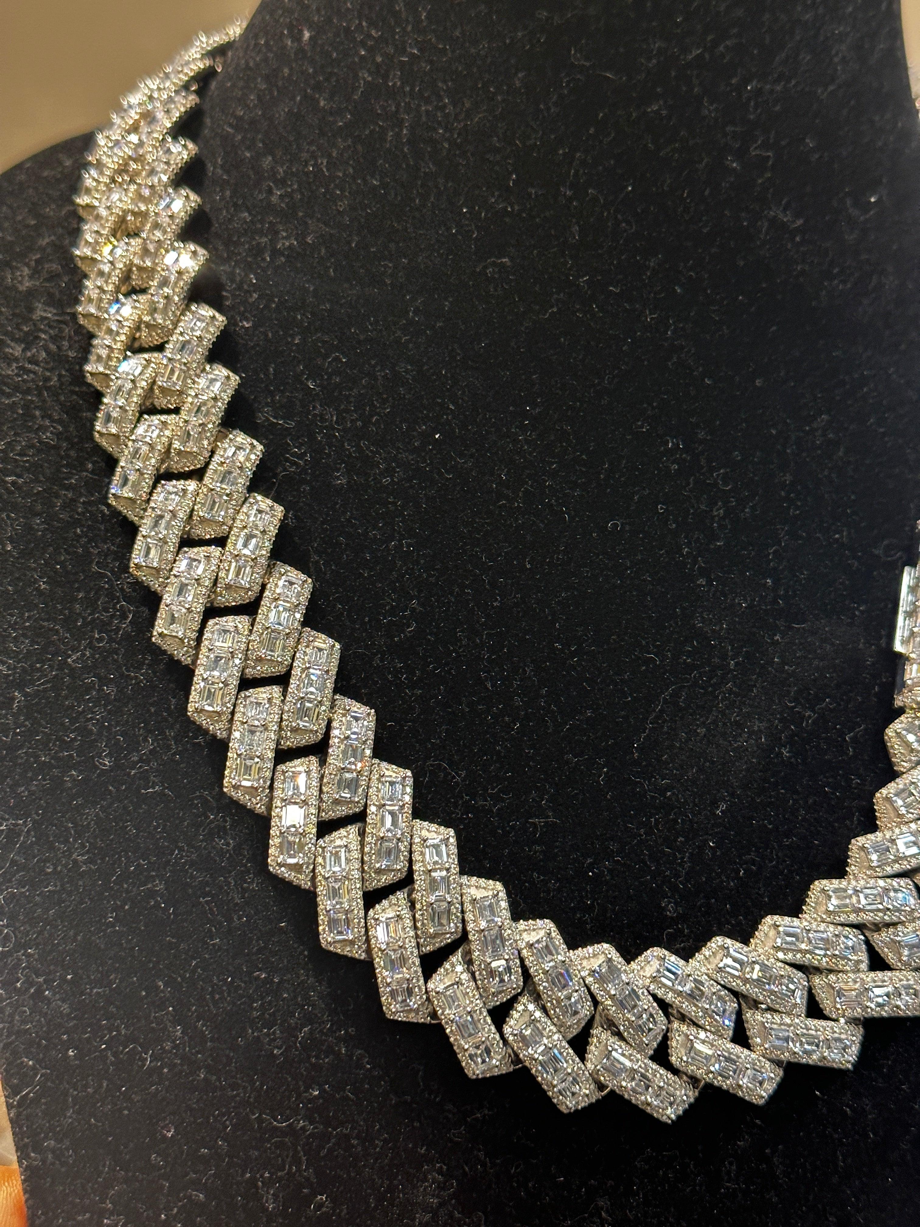 Silver Moissanite Miami Cuban Link Chain - Seattle Gold Grillz