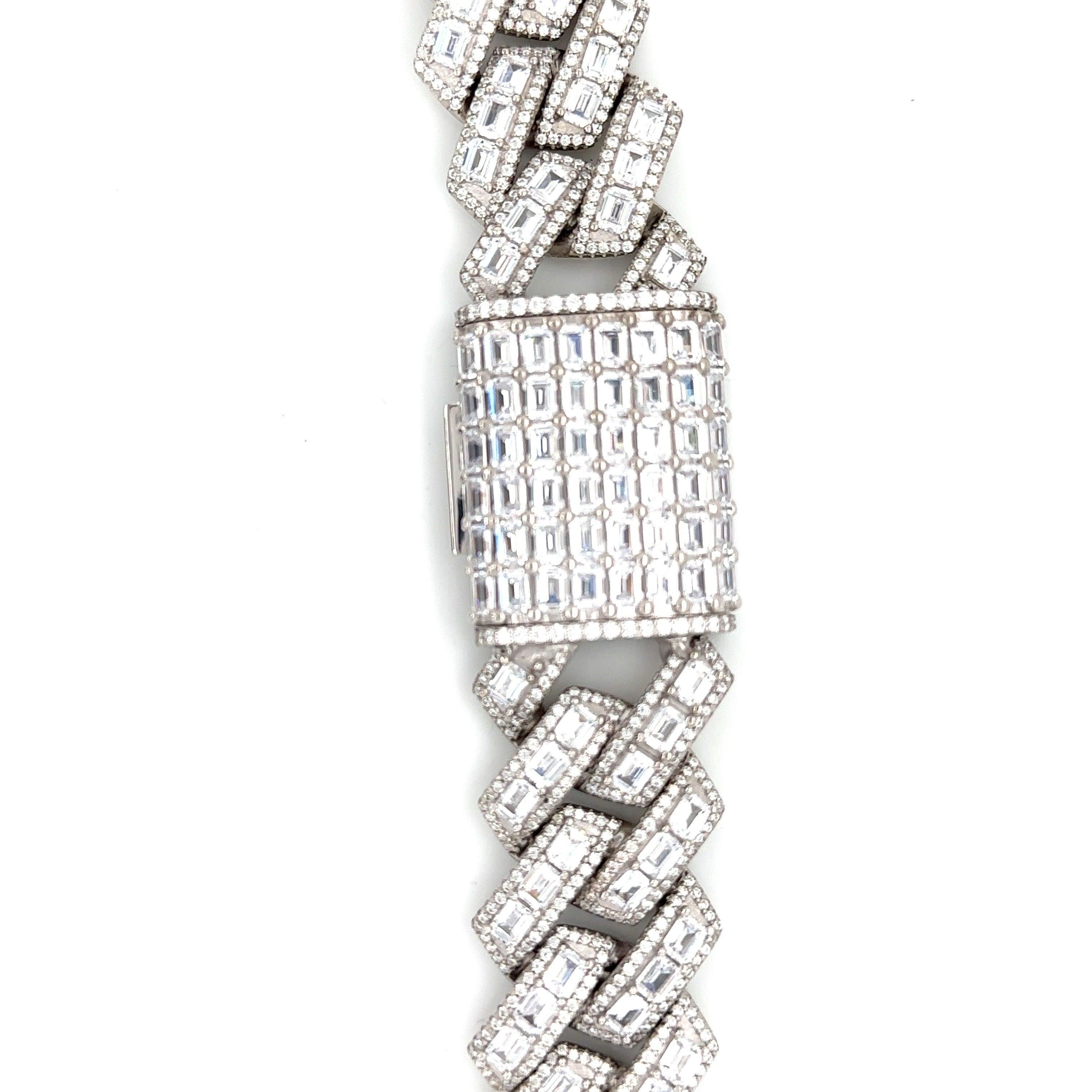 Silver Moissanite Miami Cuban Link Chain - Seattle Gold Grillz