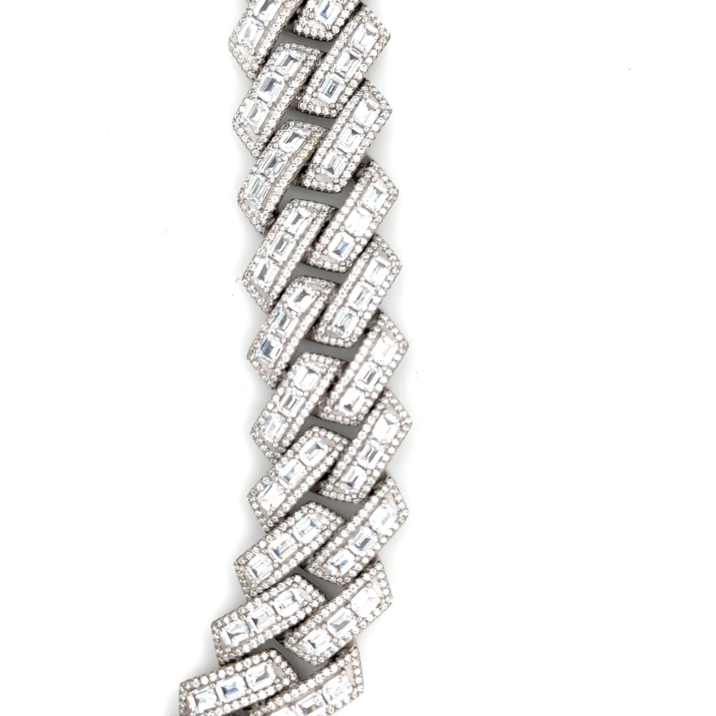 Silver Moissanite Miami Cuban Link Chain - Seattle Gold Grillz