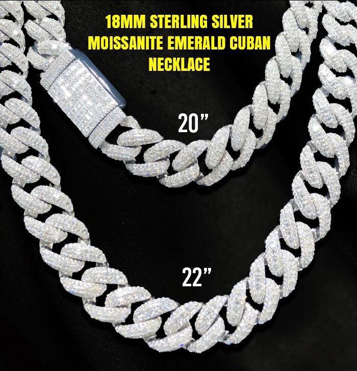Silver Moissanite Miami Cuban Link Chain - Seattle Gold Grillz
