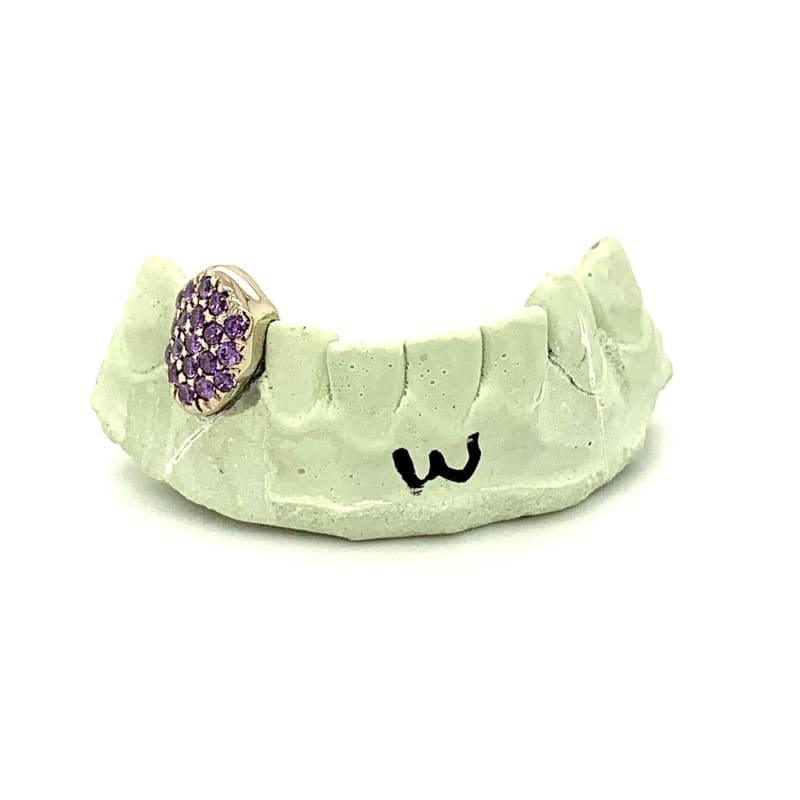 Single White Gold Honeycomb Amethyst Fang - Seattle Gold Grillz