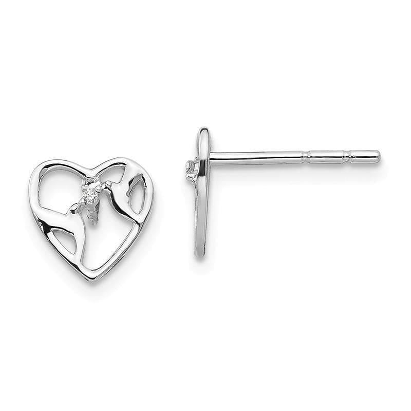 SS White Ice Diamond Bird & Heart Post Earrings - Seattle Gold Grillz