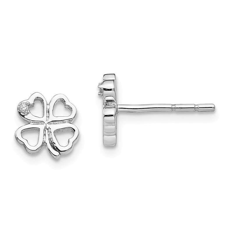 SS White Ice Diamond Clover Post Earrings - Seattle Gold Grillz