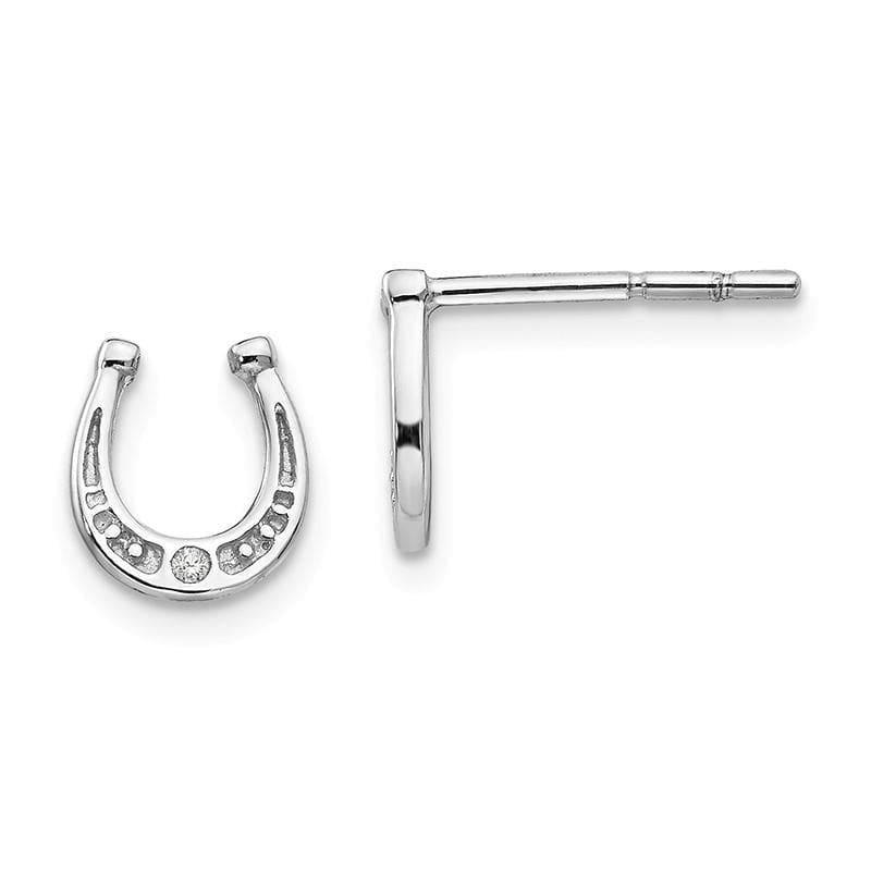 SS White Ice Diamond Horseshoe Post Earrings - Seattle Gold Grillz