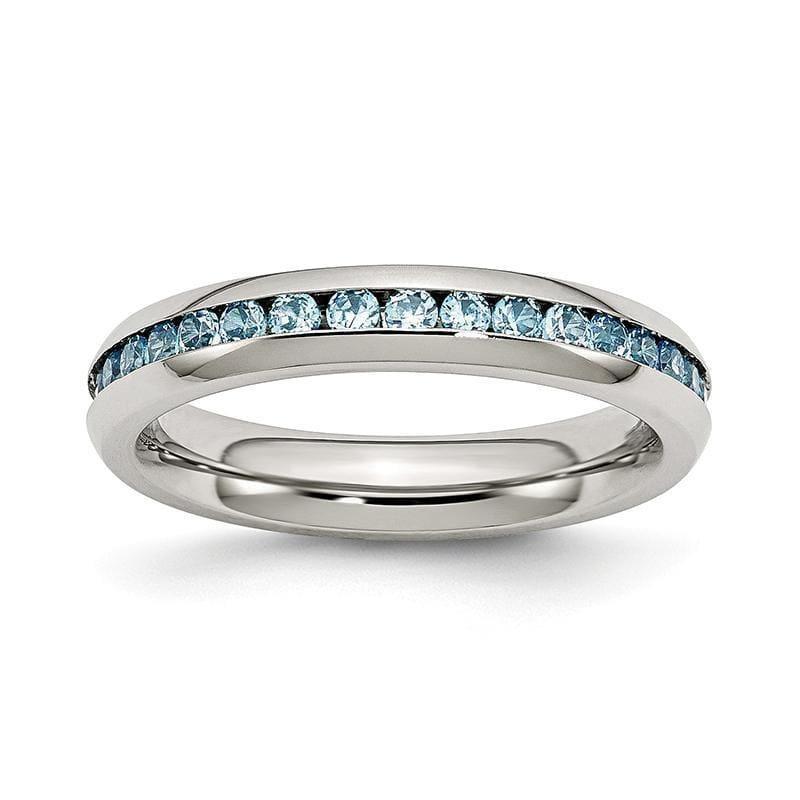 Stainless Steel 4mm December Teal CZ Ring - Seattle Gold Grillz