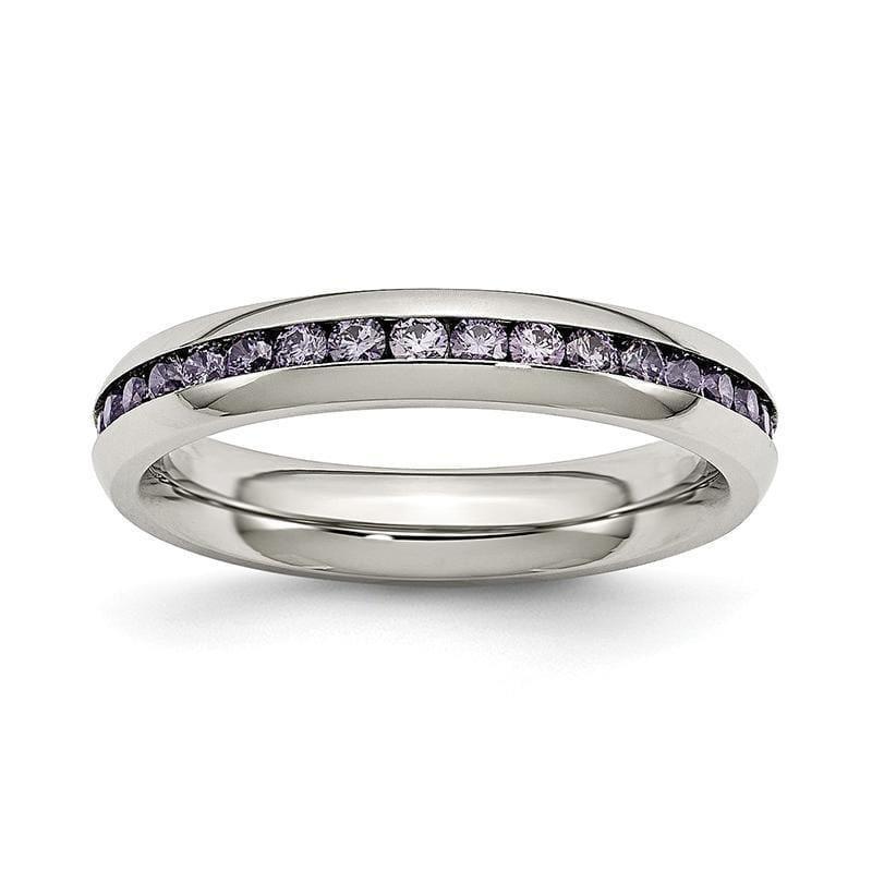 Stainless Steel 4mm February Purple CZ Ring - Seattle Gold Grillz