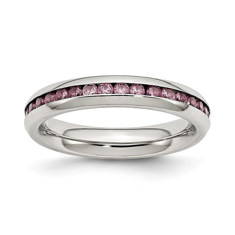 Stainless Steel 4mm June Magenta CZ Ring - Seattle Gold Grillz