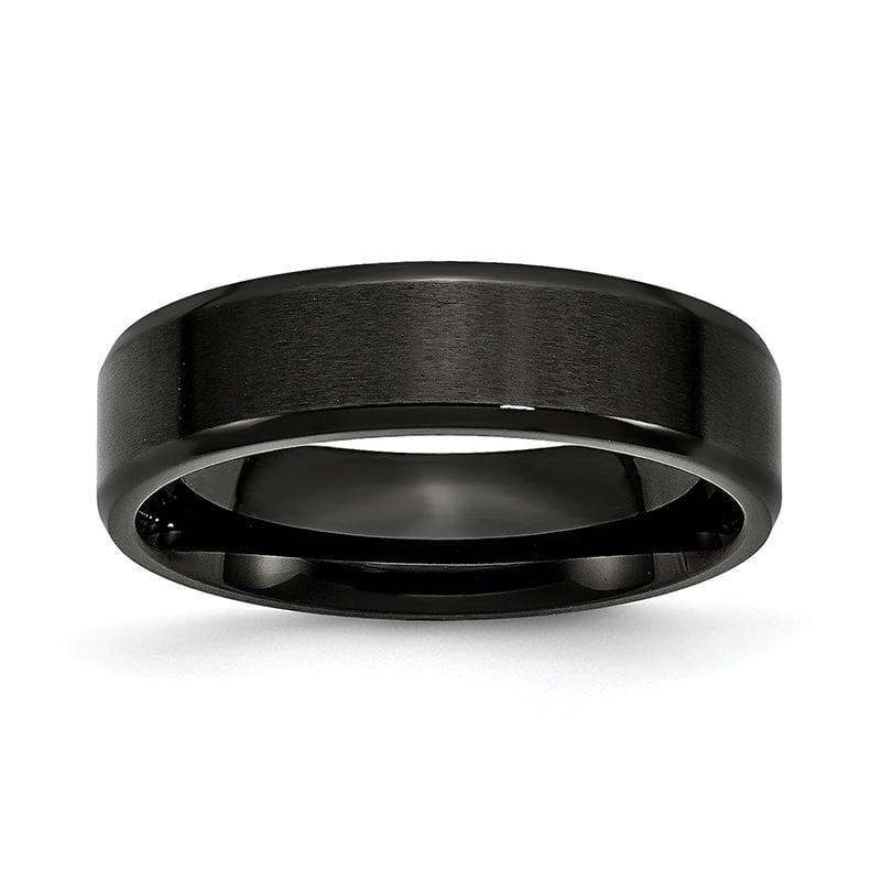 Stainless Steel 6mm Black IP-plated Brushed-Polished Beveled Edge Band - Seattle Gold Grillz