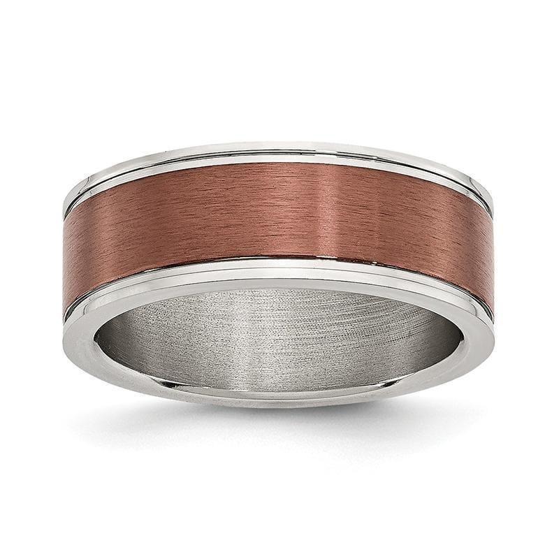 Stainless Steel 8mm Brown IP-plated Brushed & Polished Band - Seattle Gold Grillz