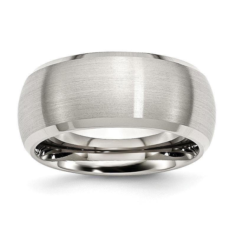 Stainless Steel Beveled Edge 10mm Brushed and Polished Band - Seattle Gold Grillz