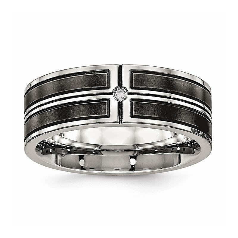 Stainless Steel Brushed and Polished Black IP Plated CZ Band - Seattle Gold Grillz