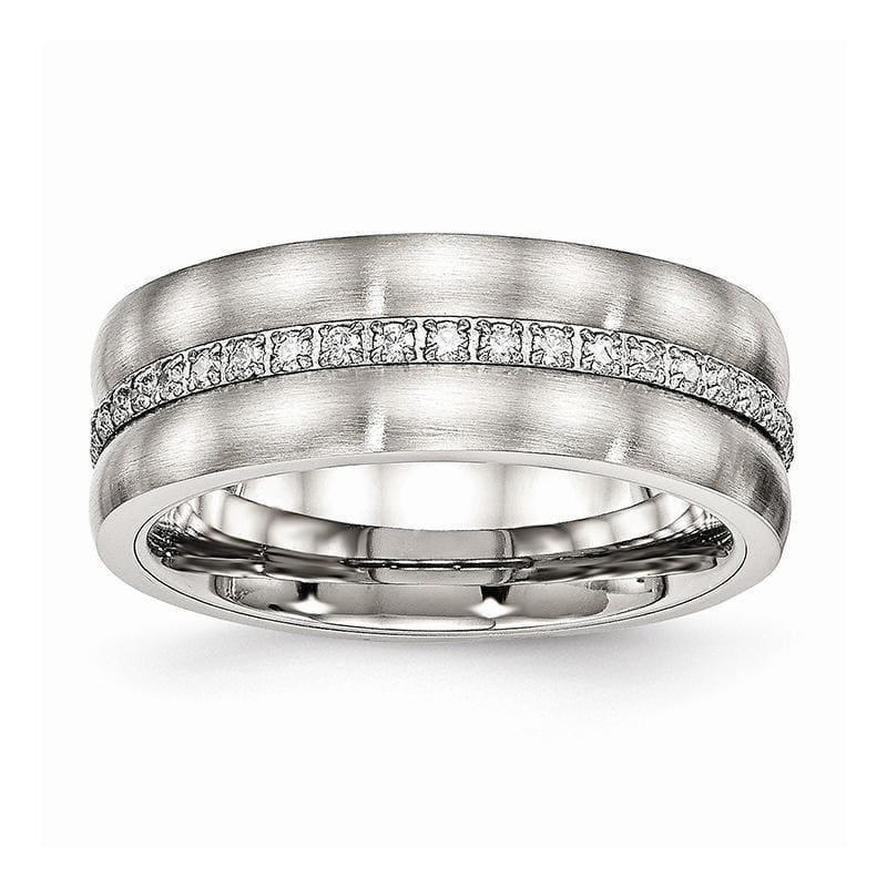 Stainless Steel Brushed and Polished CZ Ring - Seattle Gold Grillz