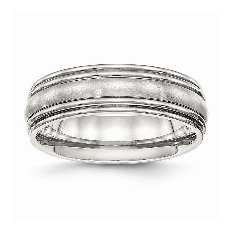 Stainless Steel Brushed and Polished Ridged 7.00mm Band - Seattle Gold Grillz