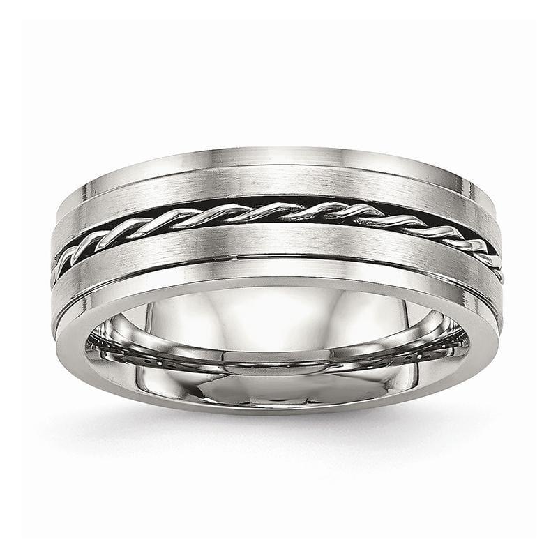 Stainless Steel Brushed and Polished Twisted 7.00mm Band - Seattle Gold Grillz